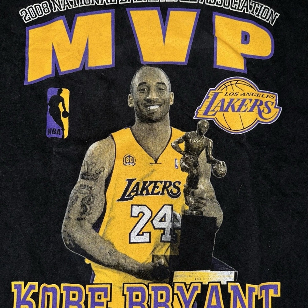 Vintage Kobe Bryant Shirt 2008 MVP Basketball LA Lakers NBA Rap Style Print 2XL